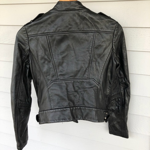 Maje Leather Jacket Black Lamb Moto Biker Zippers - Picture 6 of 8